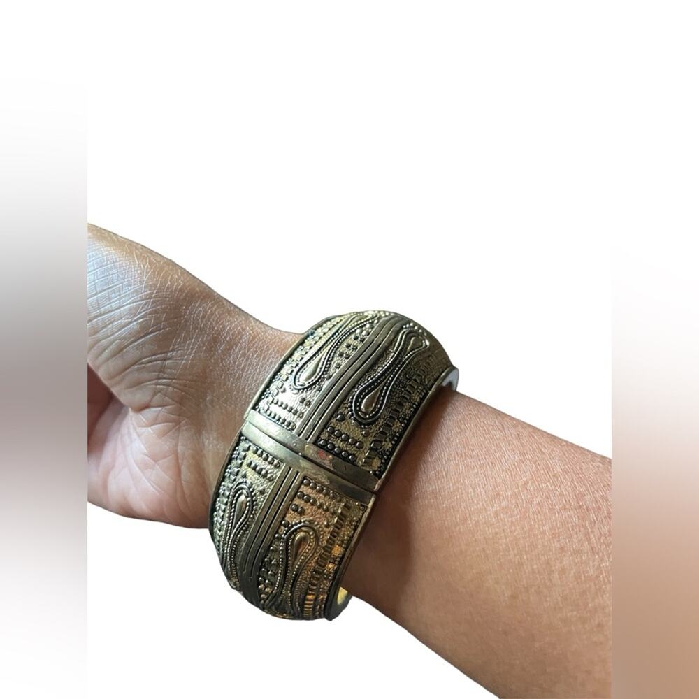 Gold Tone Clamp Brangle/ Bracelet Chunky Boho Festival Dreamer Statement Prom